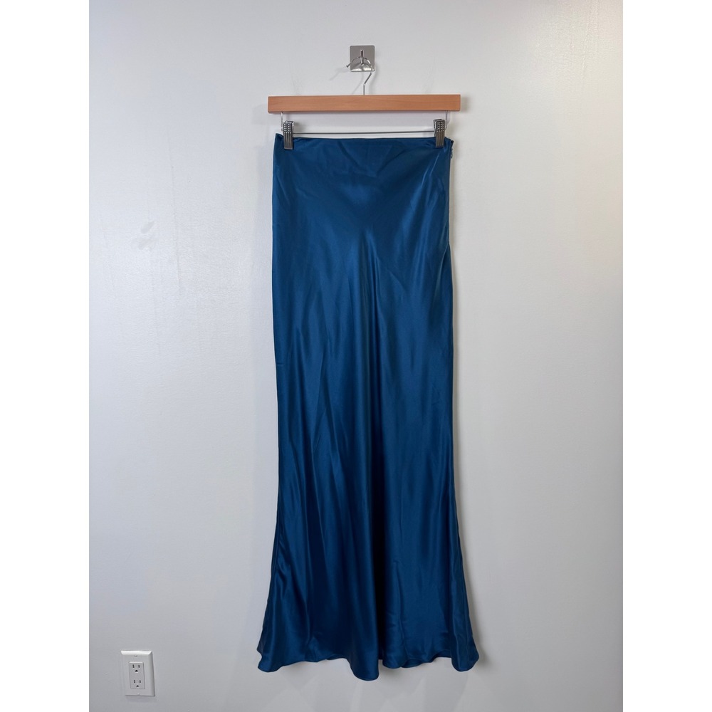 The Sei Women Bias 100% Silk Maxi Skirt Teal Size 0